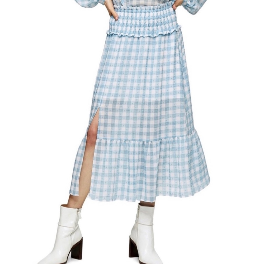 Topshop Blue Gingham Skirt